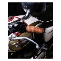 Trip Machine, leather handlebar grip wraps - Tobacco Perorated